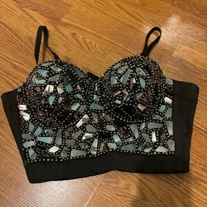 Jeweled bra top
